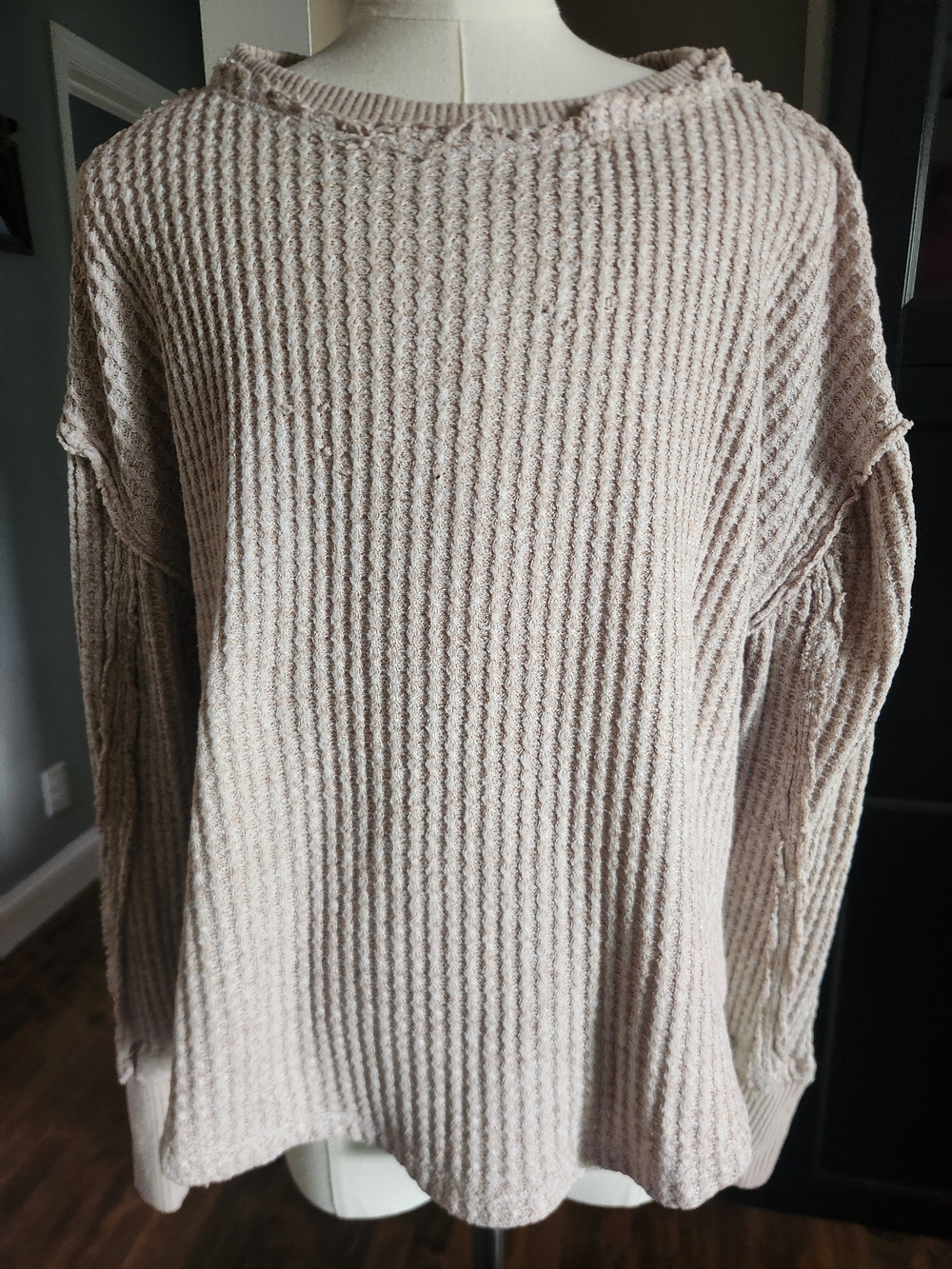 SO Light Blush Ribbed Crew Neck Sweater